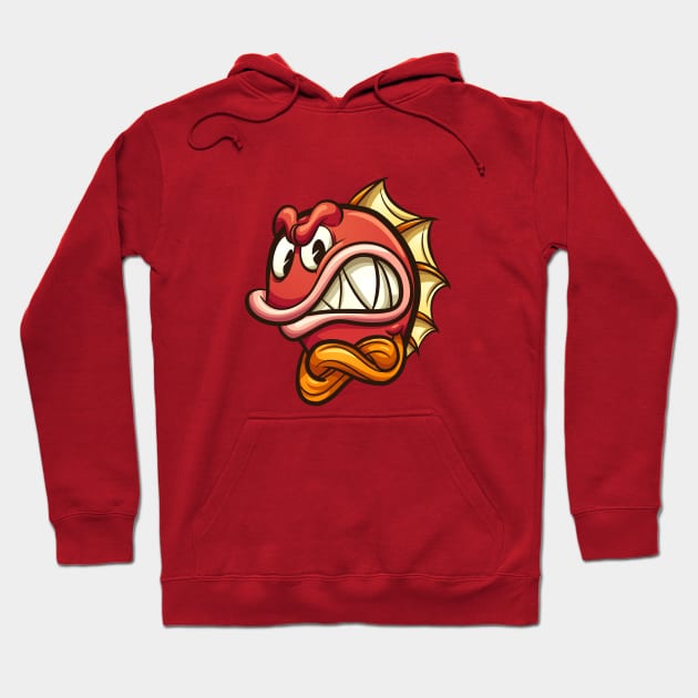 Red angry fish Hoodie by memoangeles